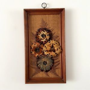 Vintage 70s feather artwork wall hanging home decor boho indie cottage